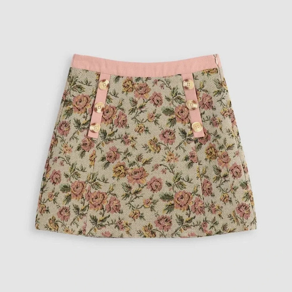 NWT Cider Contrasting Trim Floral Pattern Mini Skirt Sz XL - Picture 1 of 10